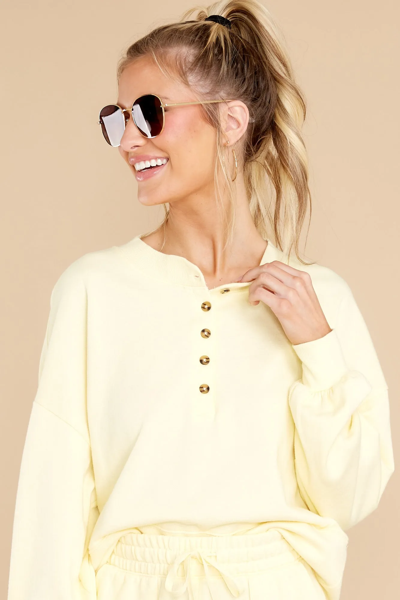 Hana Sunrise Henley Sweatshirt