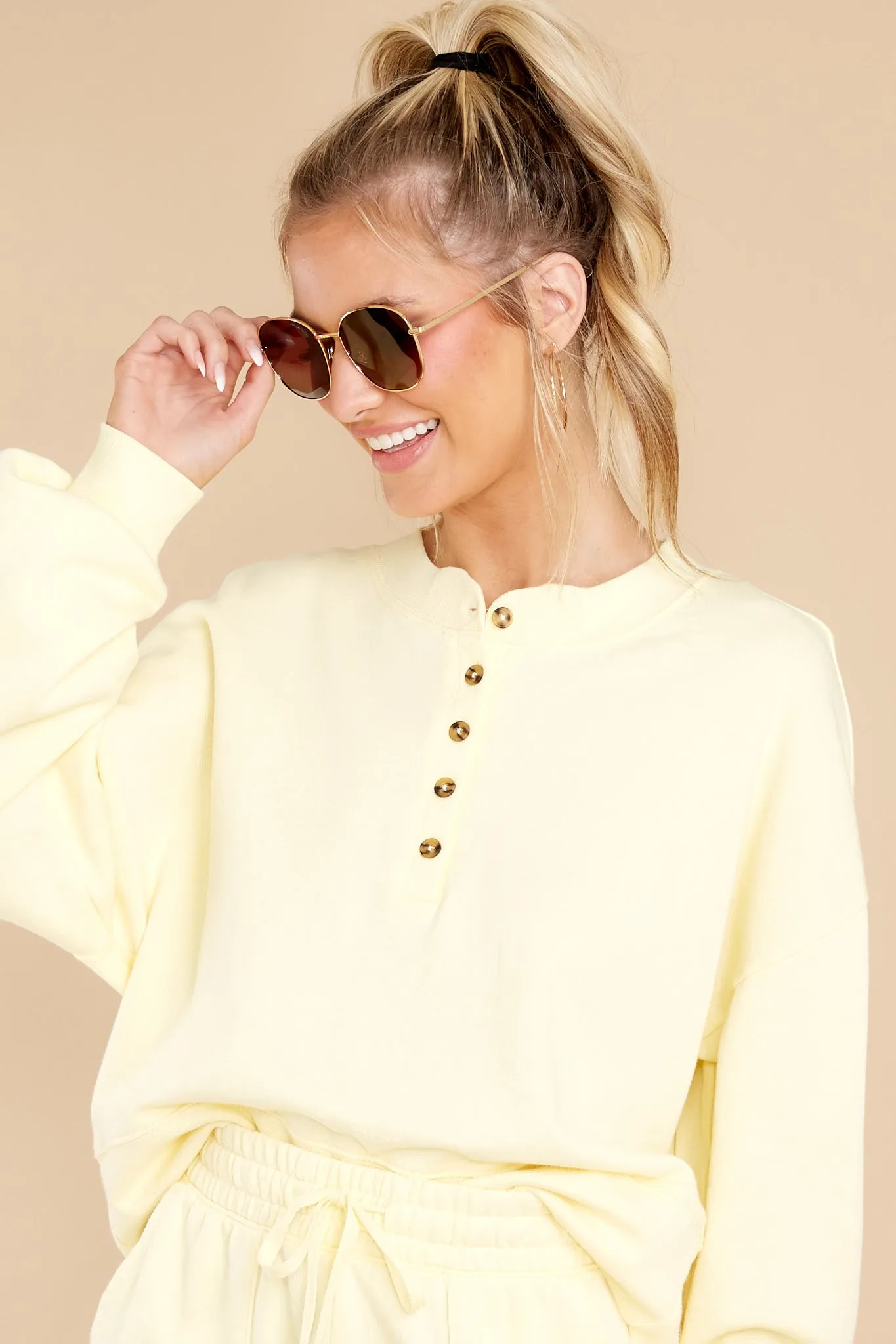 Hana Sunrise Henley Sweatshirt