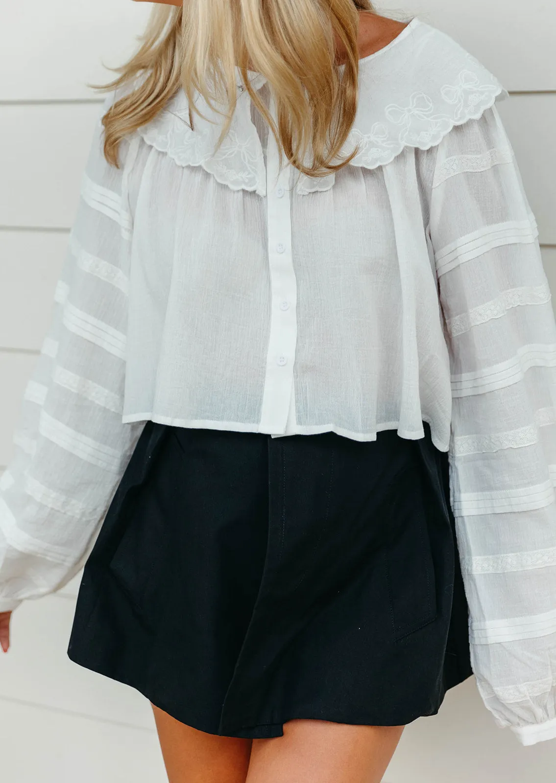 Henri Embroidered Top - Off White