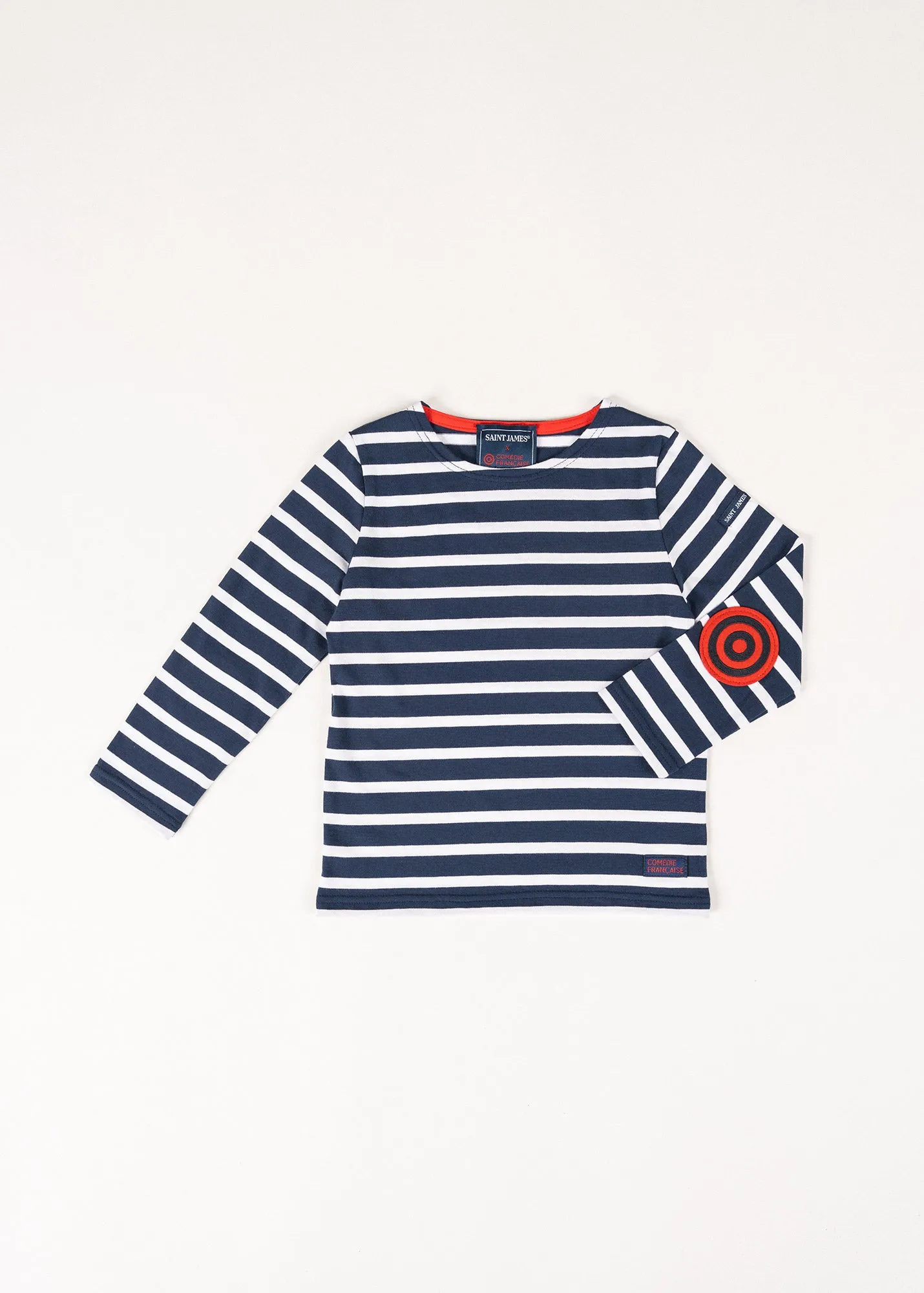 Iconic sailor striped shirt with elbow patches for kids - SAINT JAMES x Comédie Française (MARINE/NEIGE)