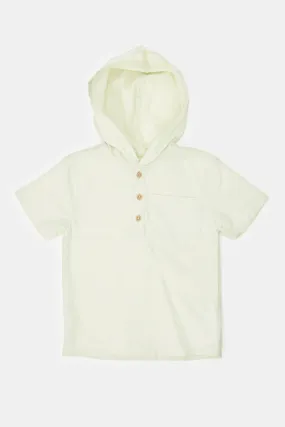 Infant Boys Green Hooded Casual Shirt