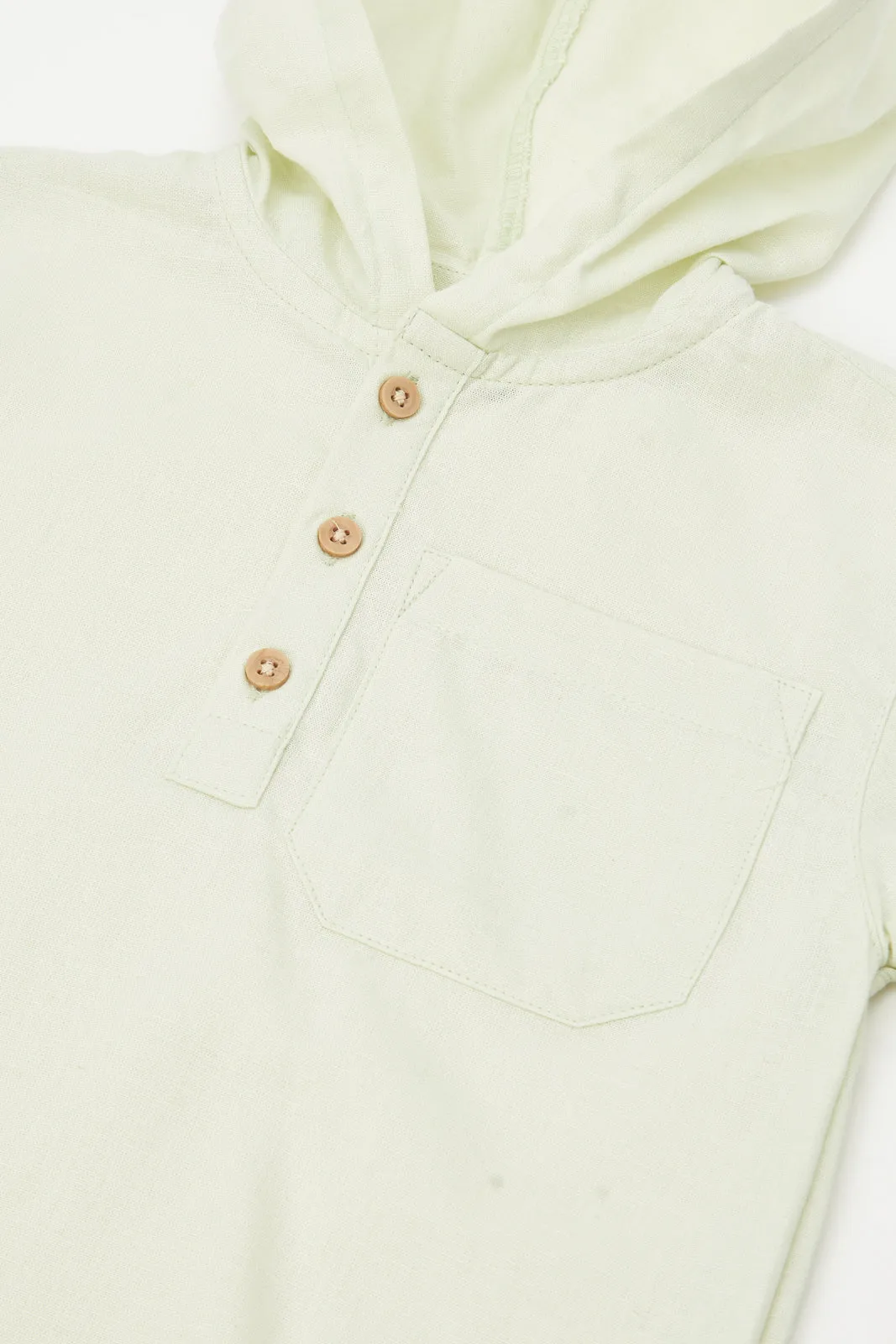 Infant Boys Green Hooded Casual Shirt