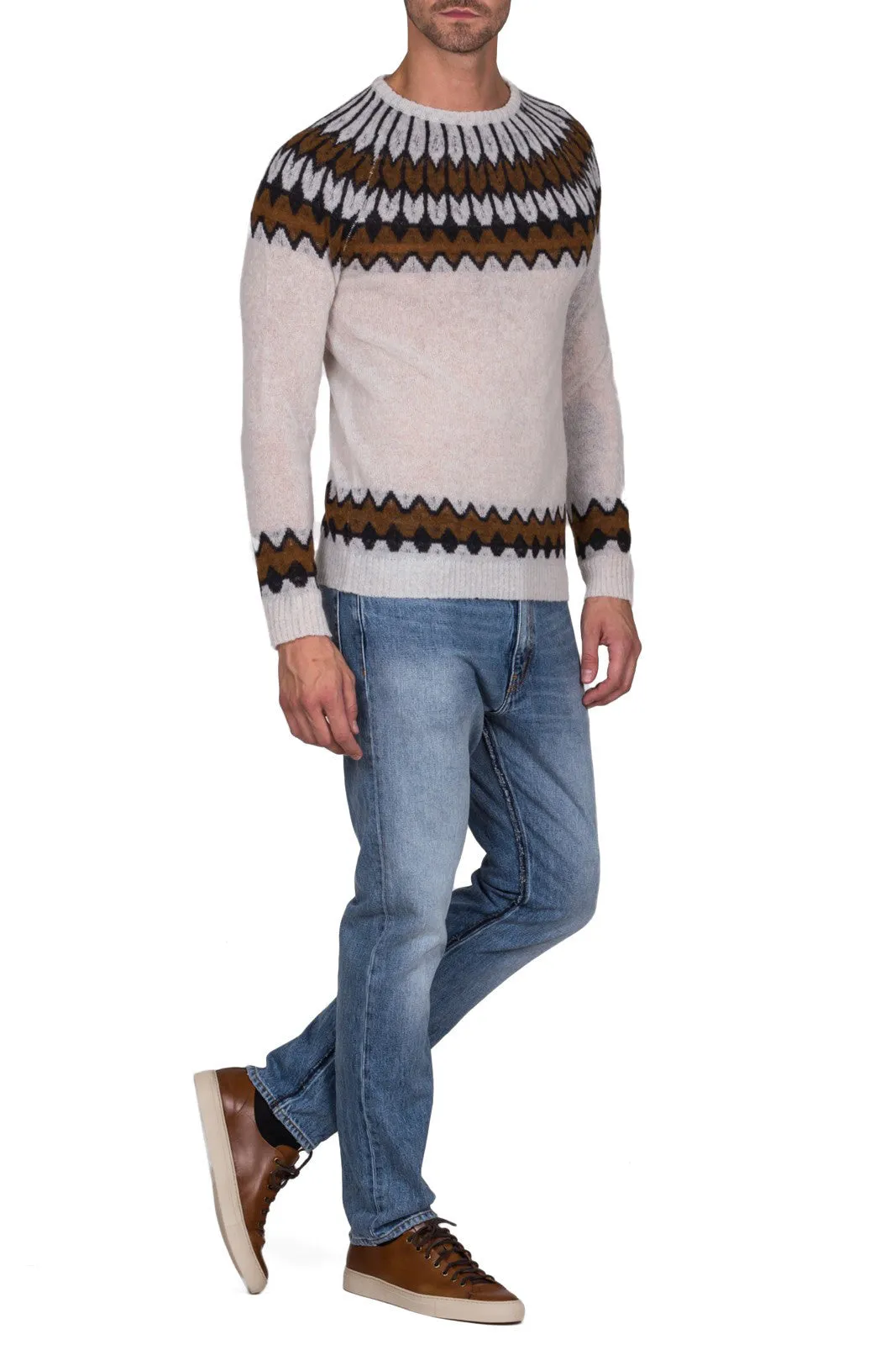 Jacquard Crew-Neck Wool Jumper