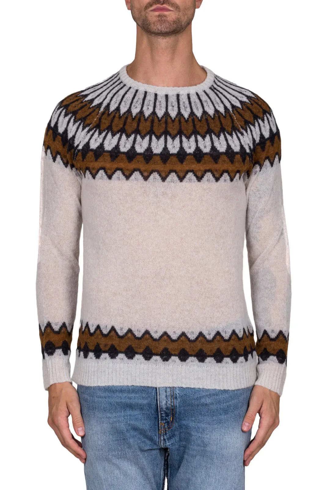 Jacquard Crew-Neck Wool Jumper