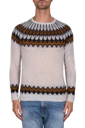 Jacquard Crew-Neck Wool Jumper