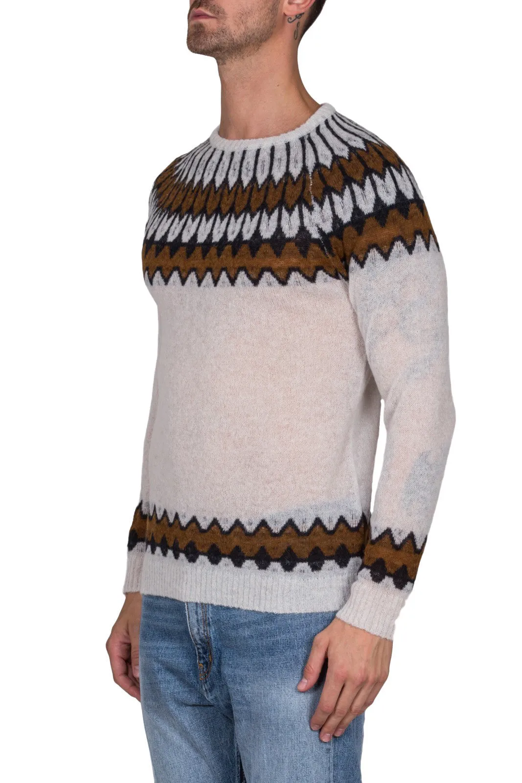 Jacquard Crew-Neck Wool Jumper