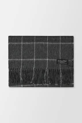 Joshua Ellis Mid Steel/White Grey Windowpane Scarf