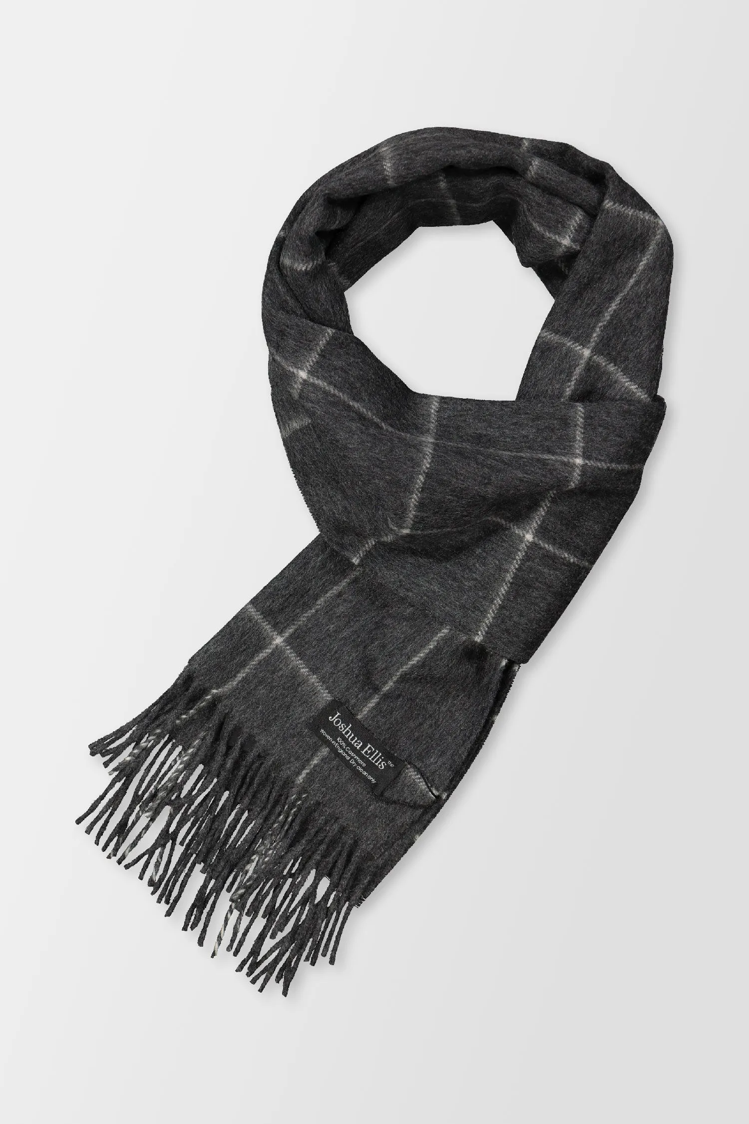 Joshua Ellis Mid Steel/White Grey Windowpane Scarf