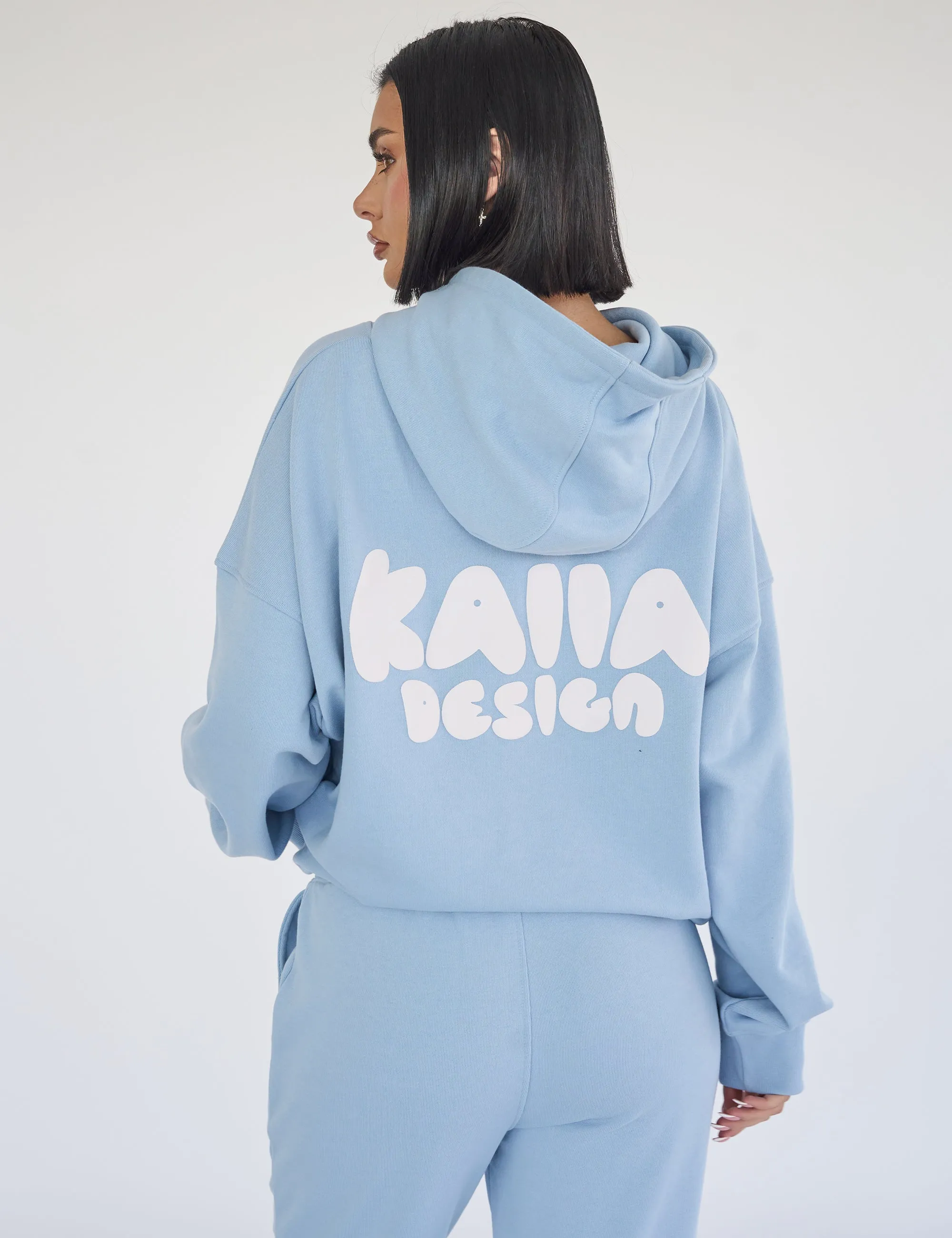 Kaiia Design Bubble Logo Oversized Hoodie Baby Blue