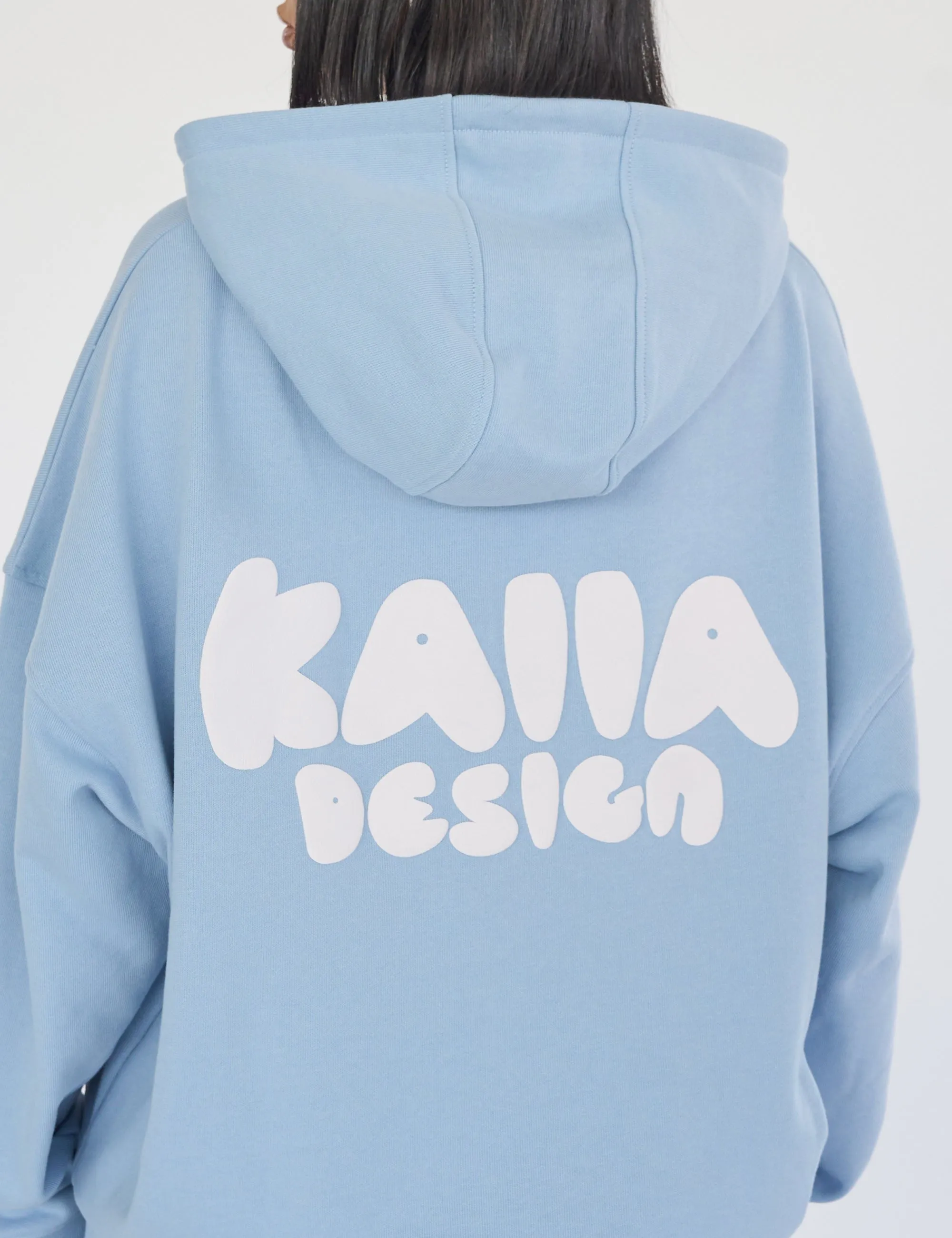 Kaiia Design Bubble Logo Oversized Hoodie Baby Blue