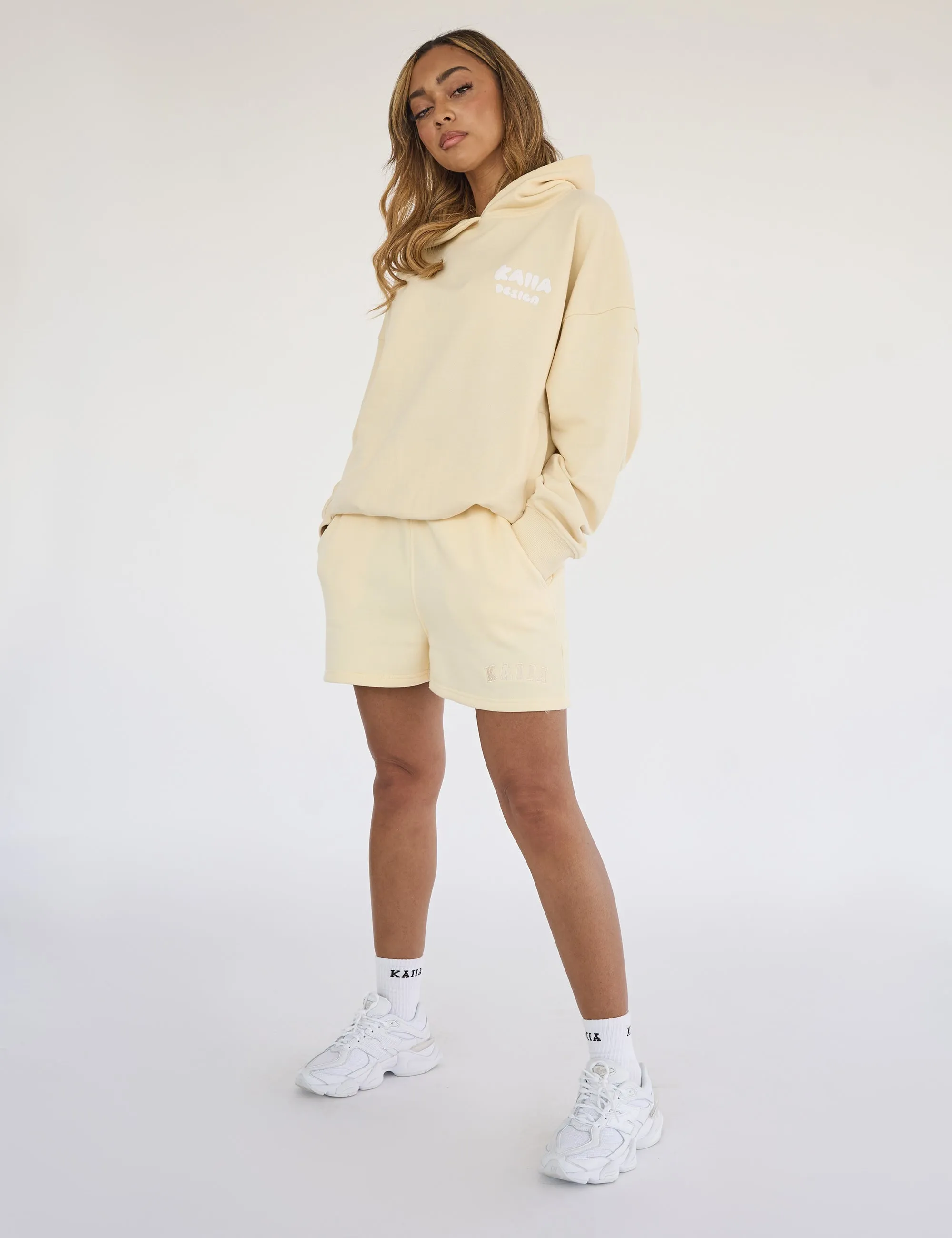 Kaiia Design Bubble Logo Oversized Hoodie Lemon