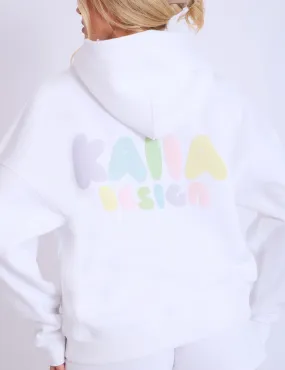 Kaiia Design Bubble Logo Oversized Hoodie Off White & Rainbow