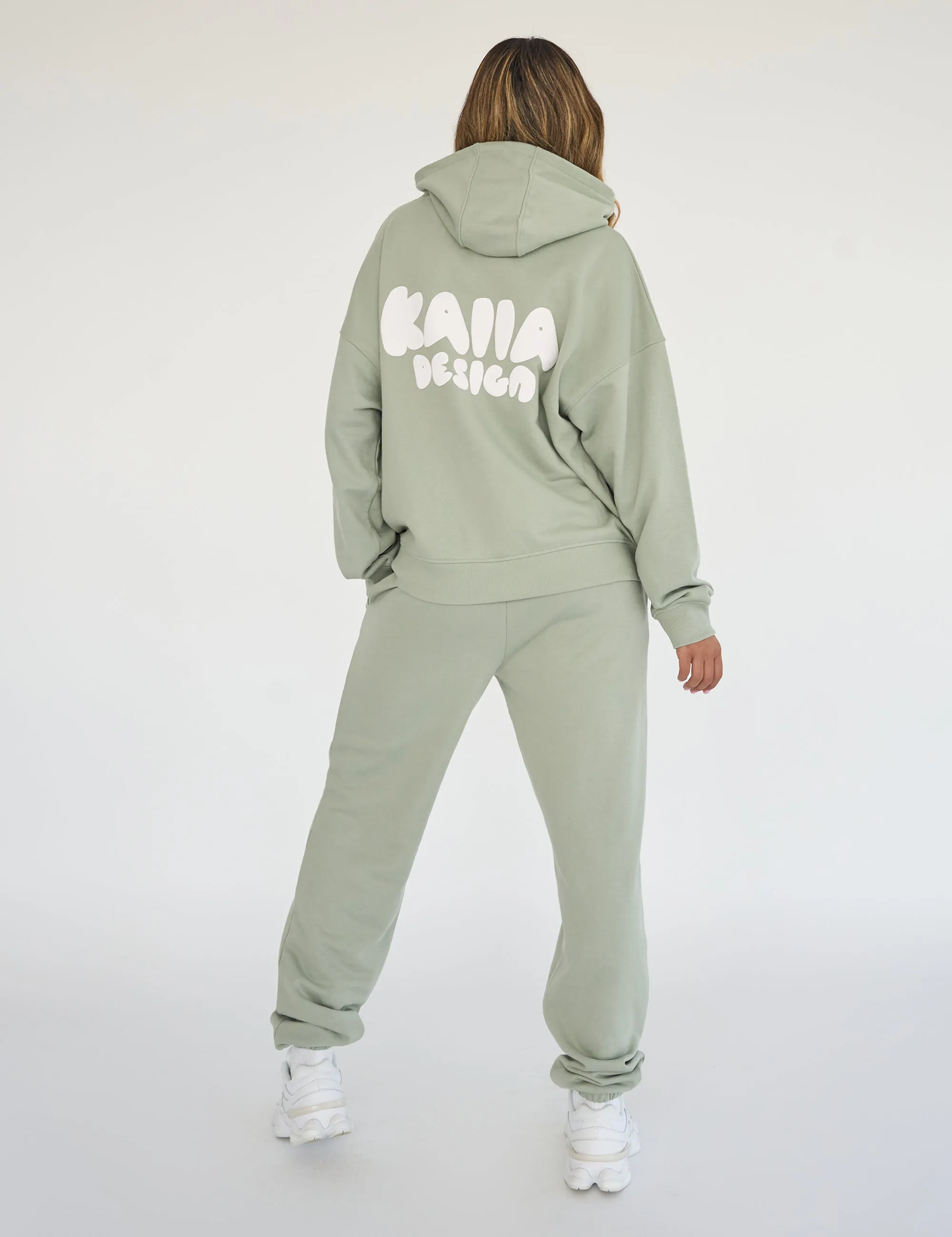 Kaiia Design Bubble Print Oversized Hoodie Sage Green