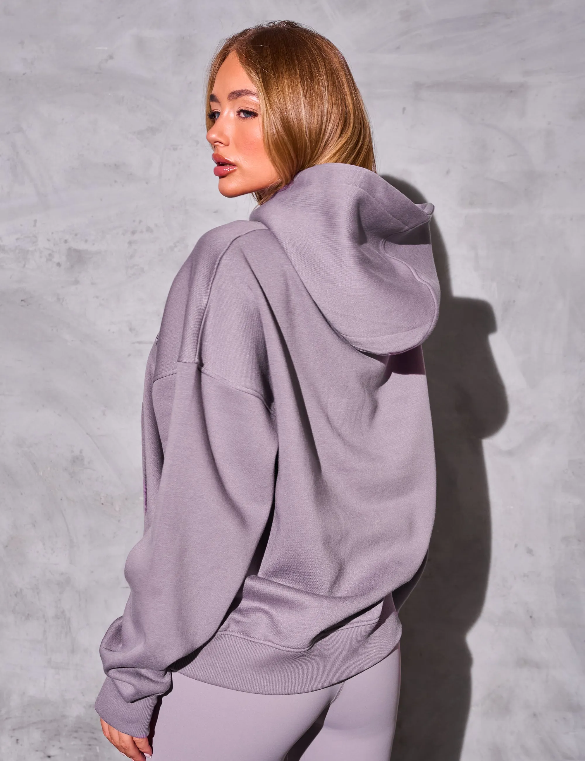 Kaiia Slogan Logo Oversized Hoodie Mauve