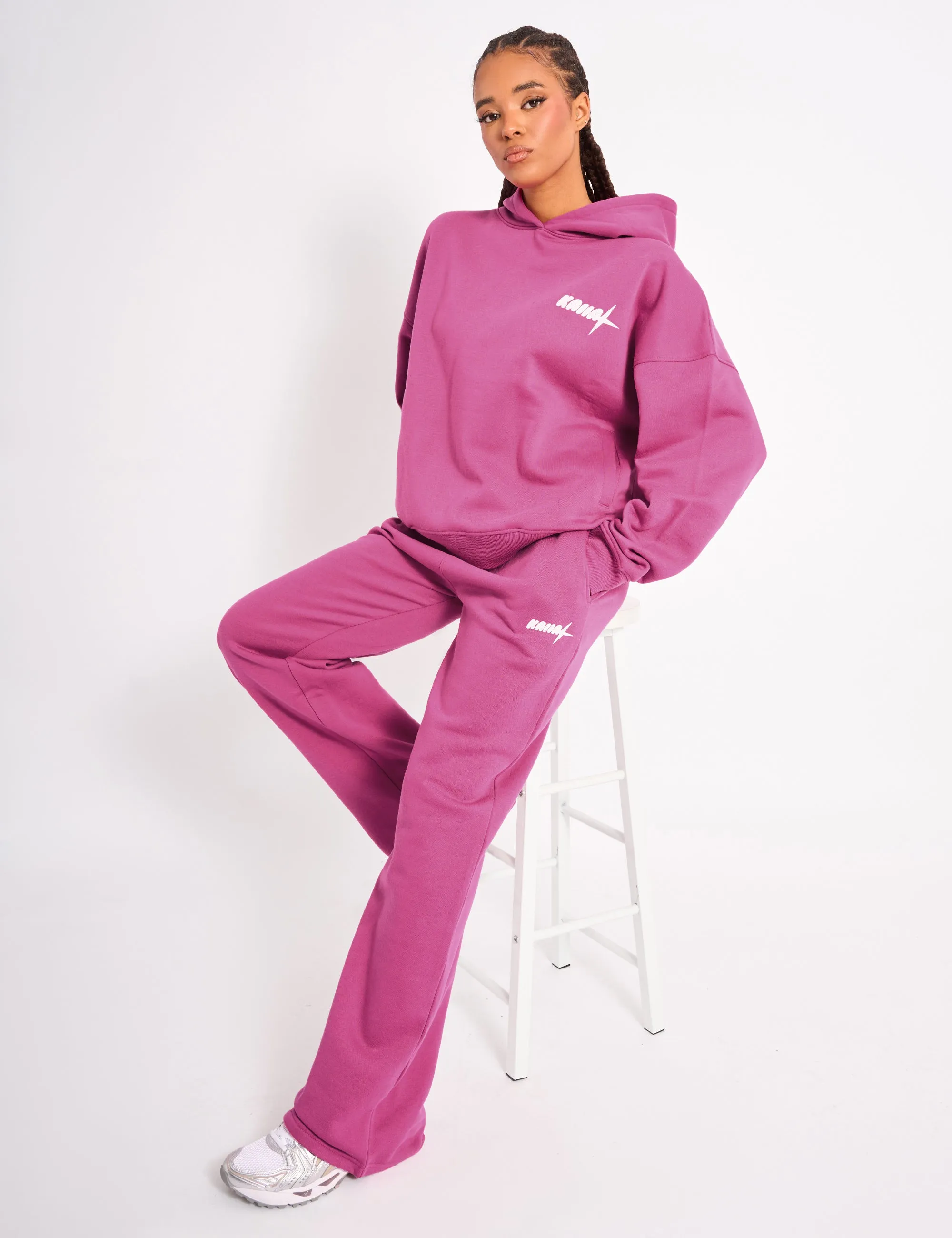 Kaiia Star Graphic Oversized Hoodie Hot Pink