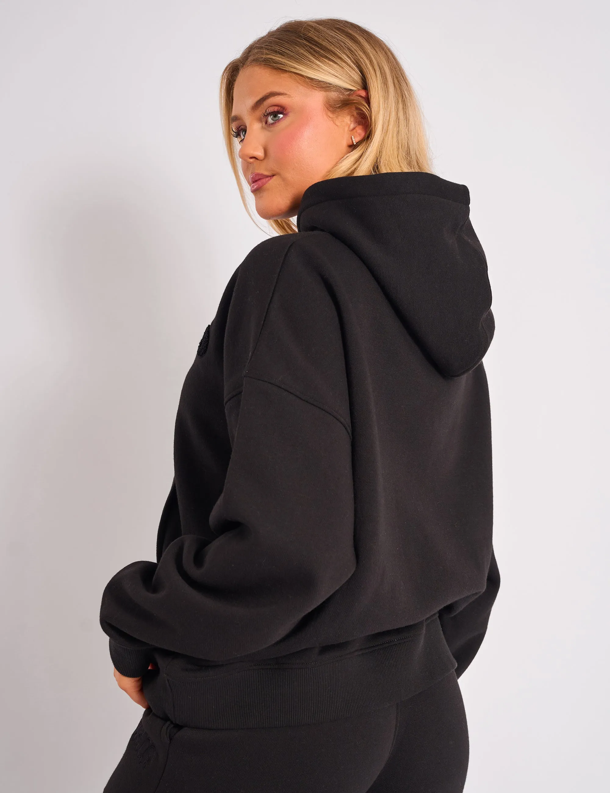 Kaiia Studio Borg Bubble Logo Oversized Hoodie Black