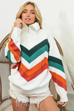 Kellie Multi Color Chevron Pattern Sweater