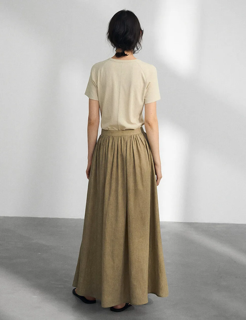 Khaki Midi Skirt