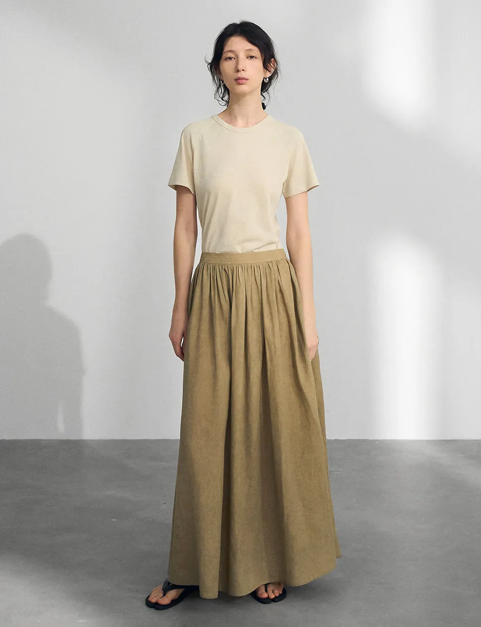 Khaki Midi Skirt