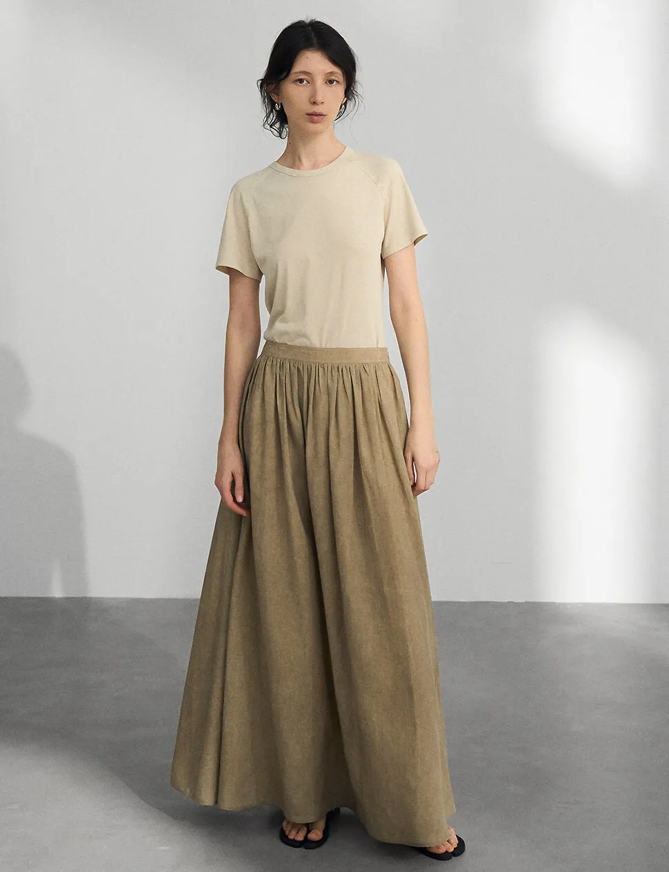 Khaki Midi Skirt