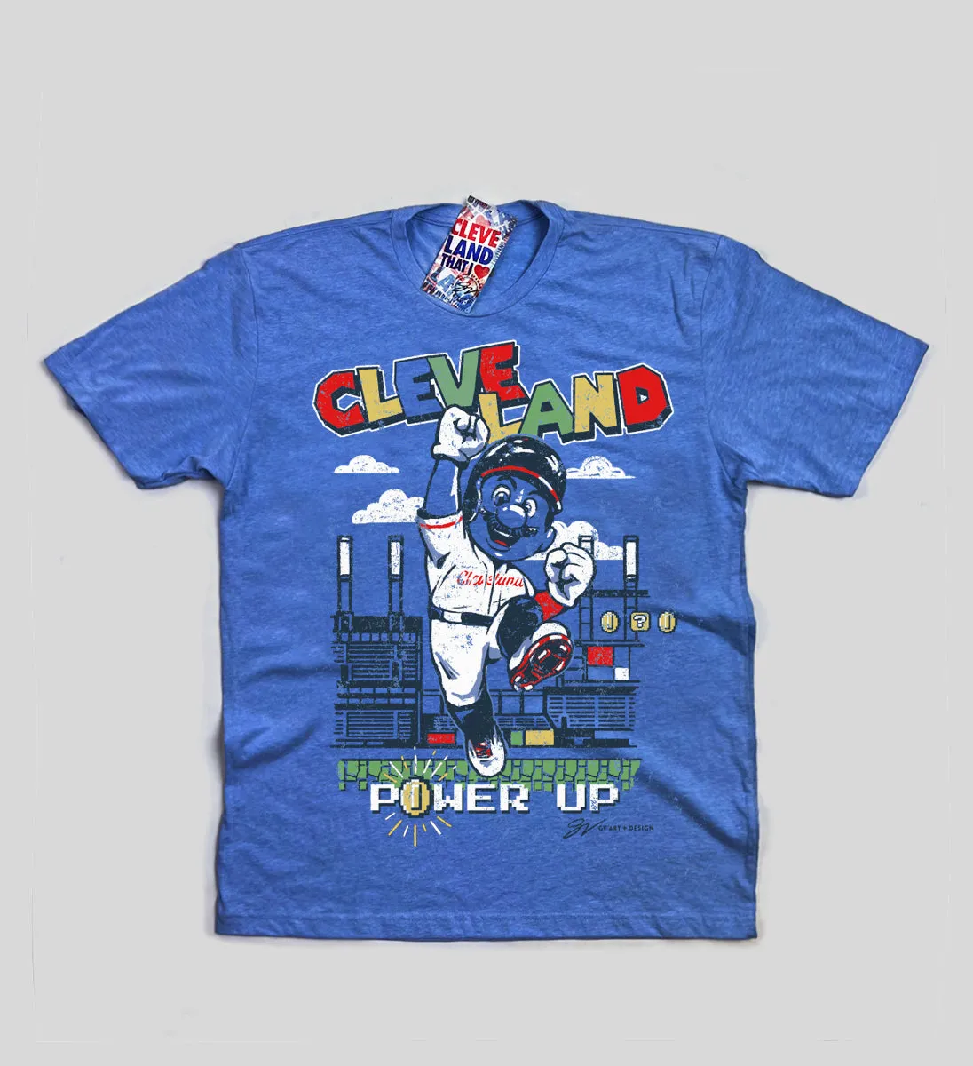 Kids Cleveland Baseball Power Up T shirt