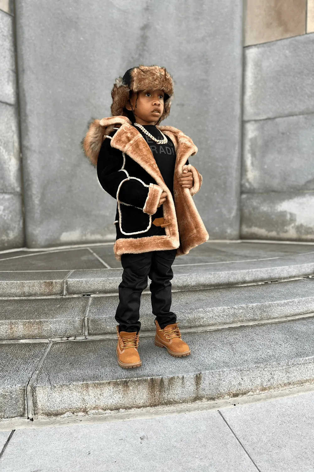 Kids Denali Shearling Jacket (Black Coffee)