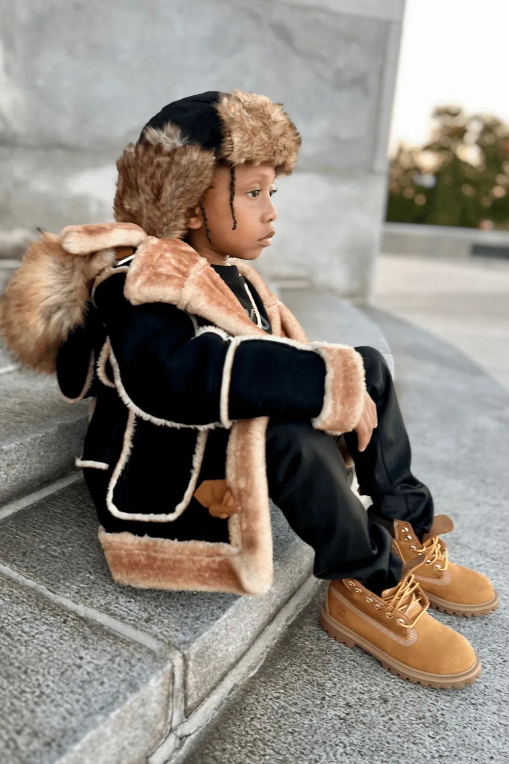 Kids Denali Shearling Jacket (Black Coffee)