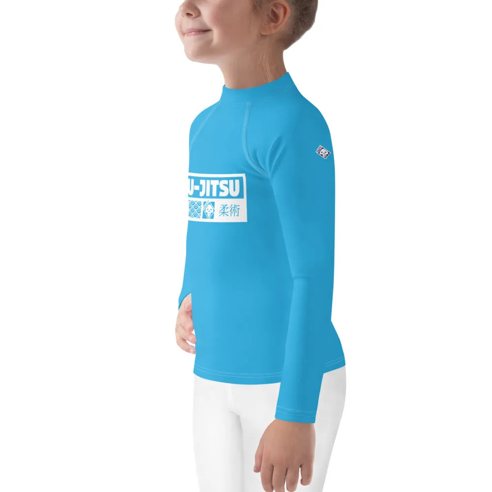 Kid's Girls Long Sleeve BJJ Rash Guard Jiu-Jitsu 005 - Cyan