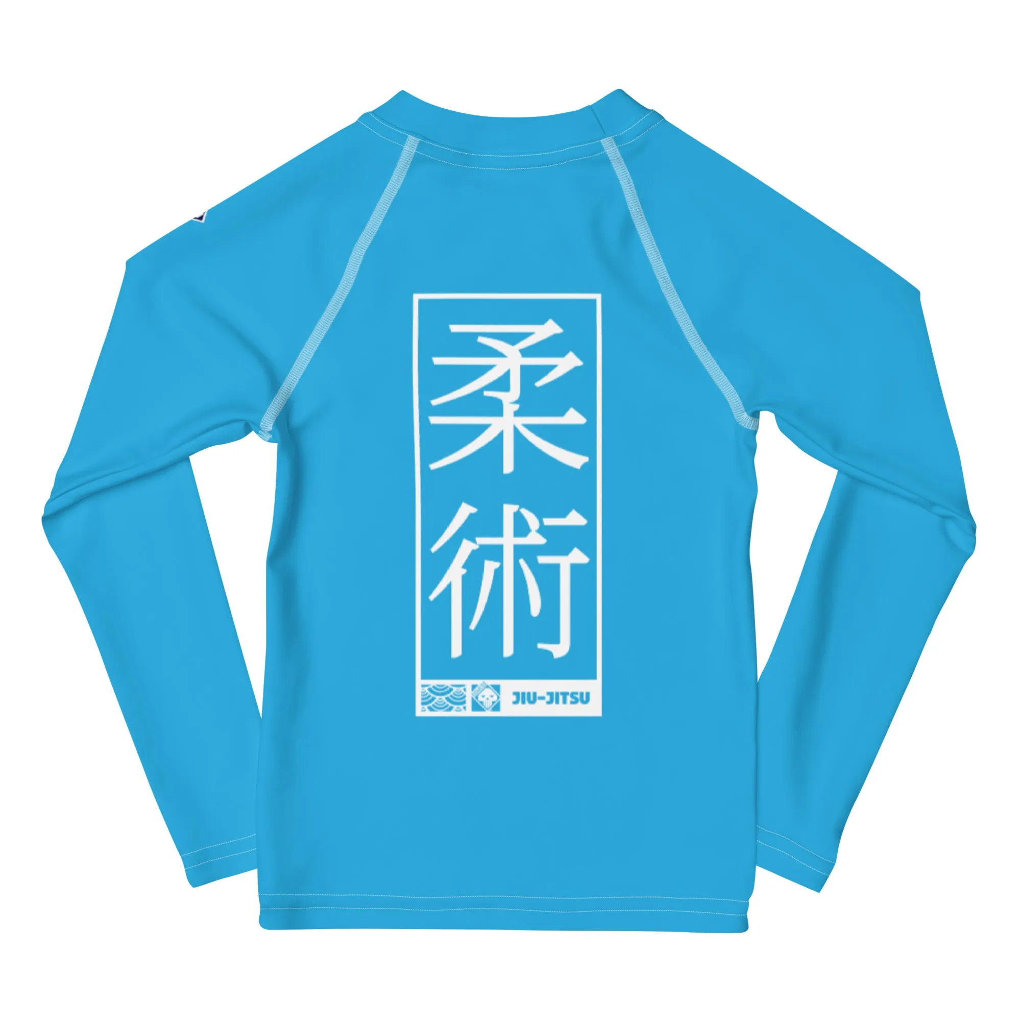 Kid's Girls Long Sleeve BJJ Rash Guard Jiu-Jitsu 005 - Cyan