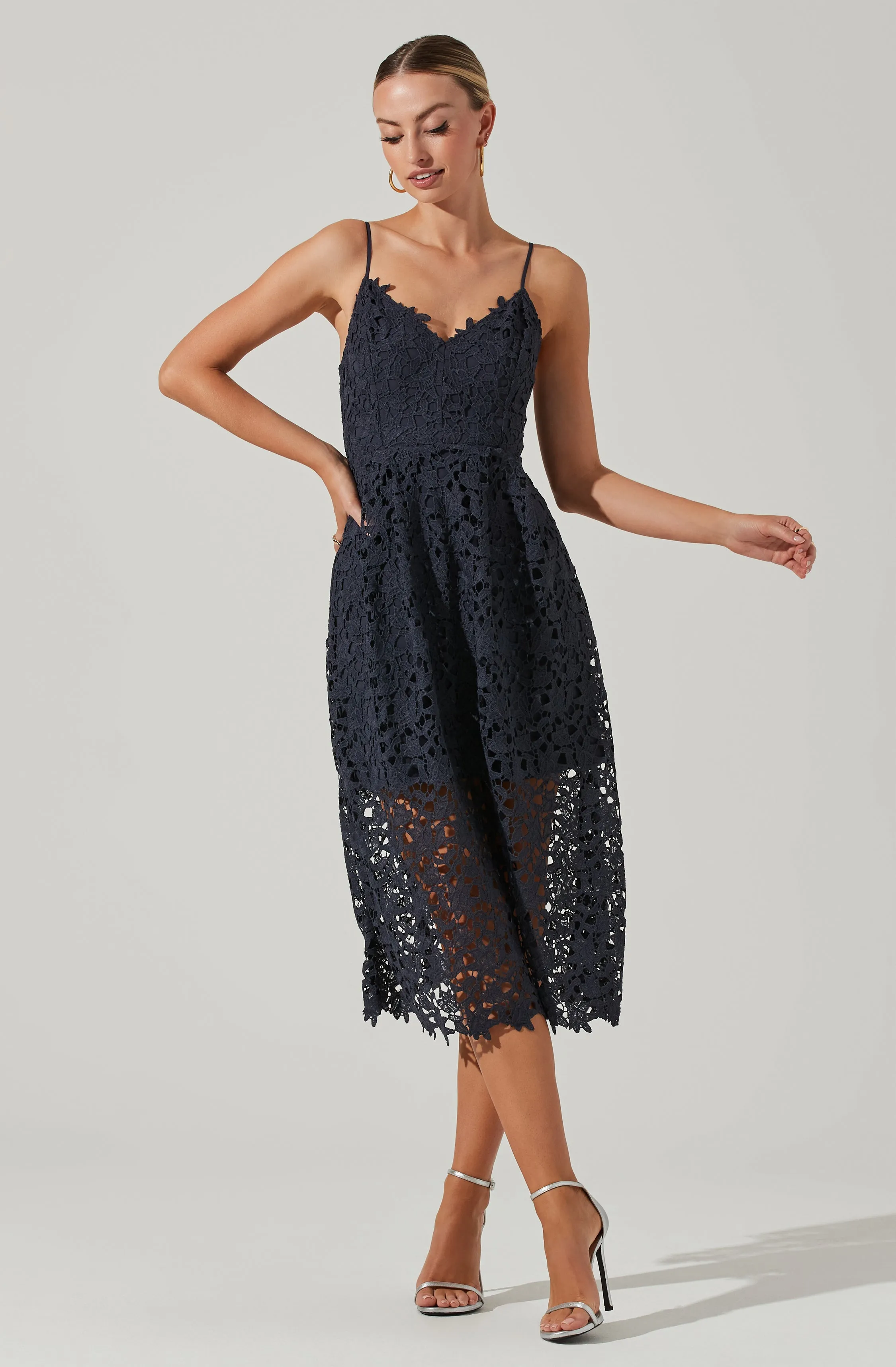 Lace A Line Midi Dress