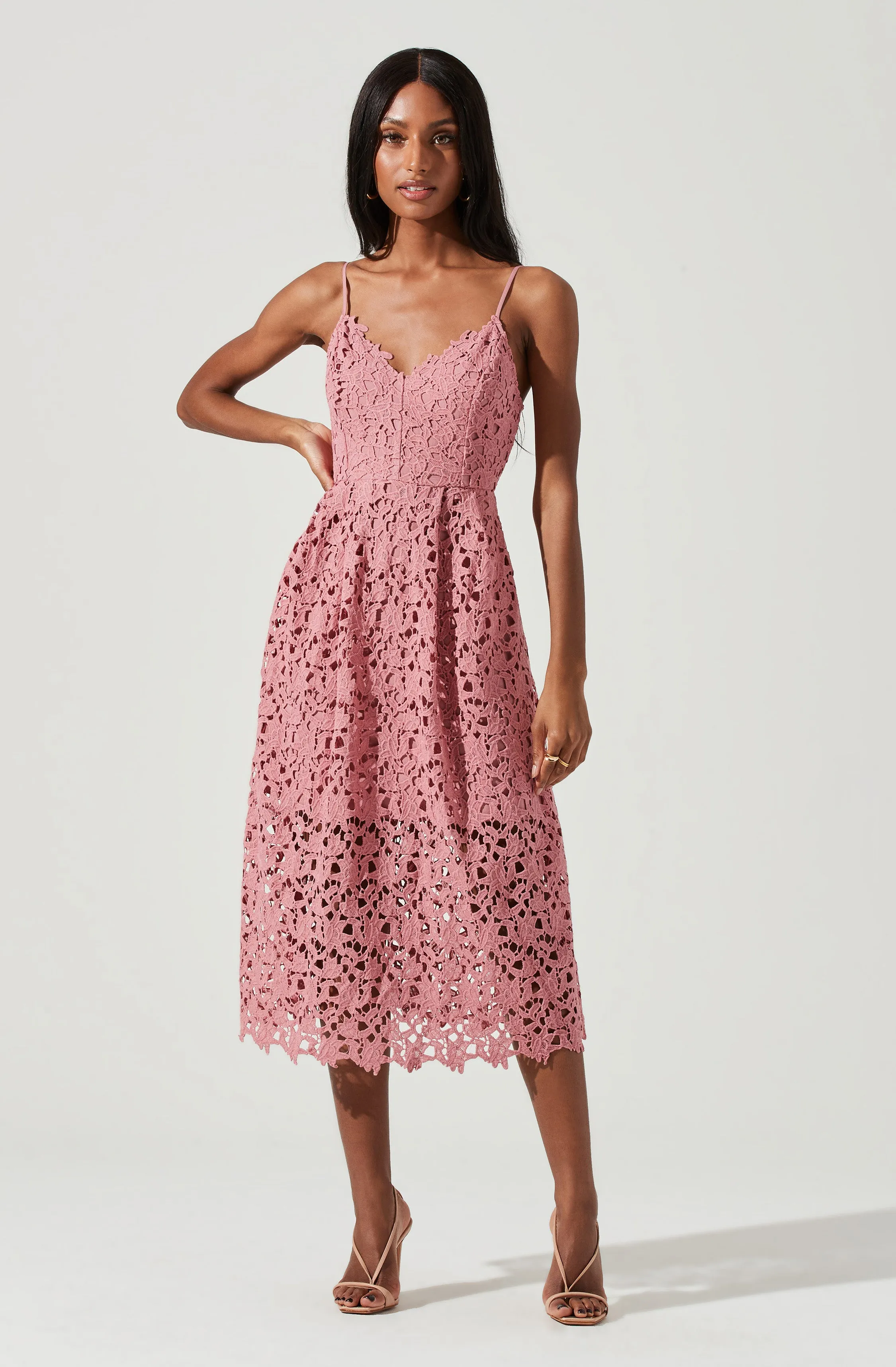 Lace A Line Midi Dress