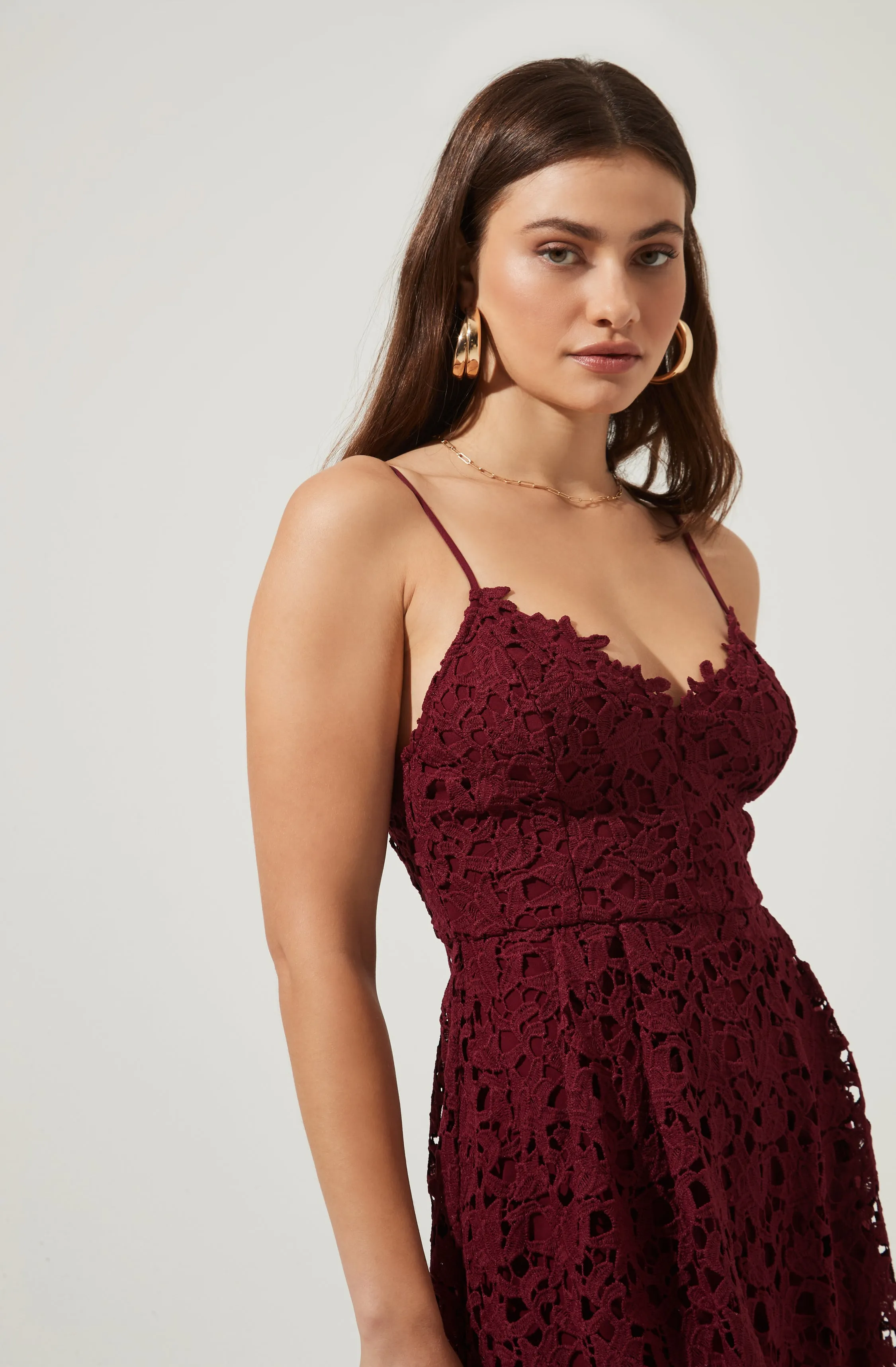 Lace A Line Midi Dress