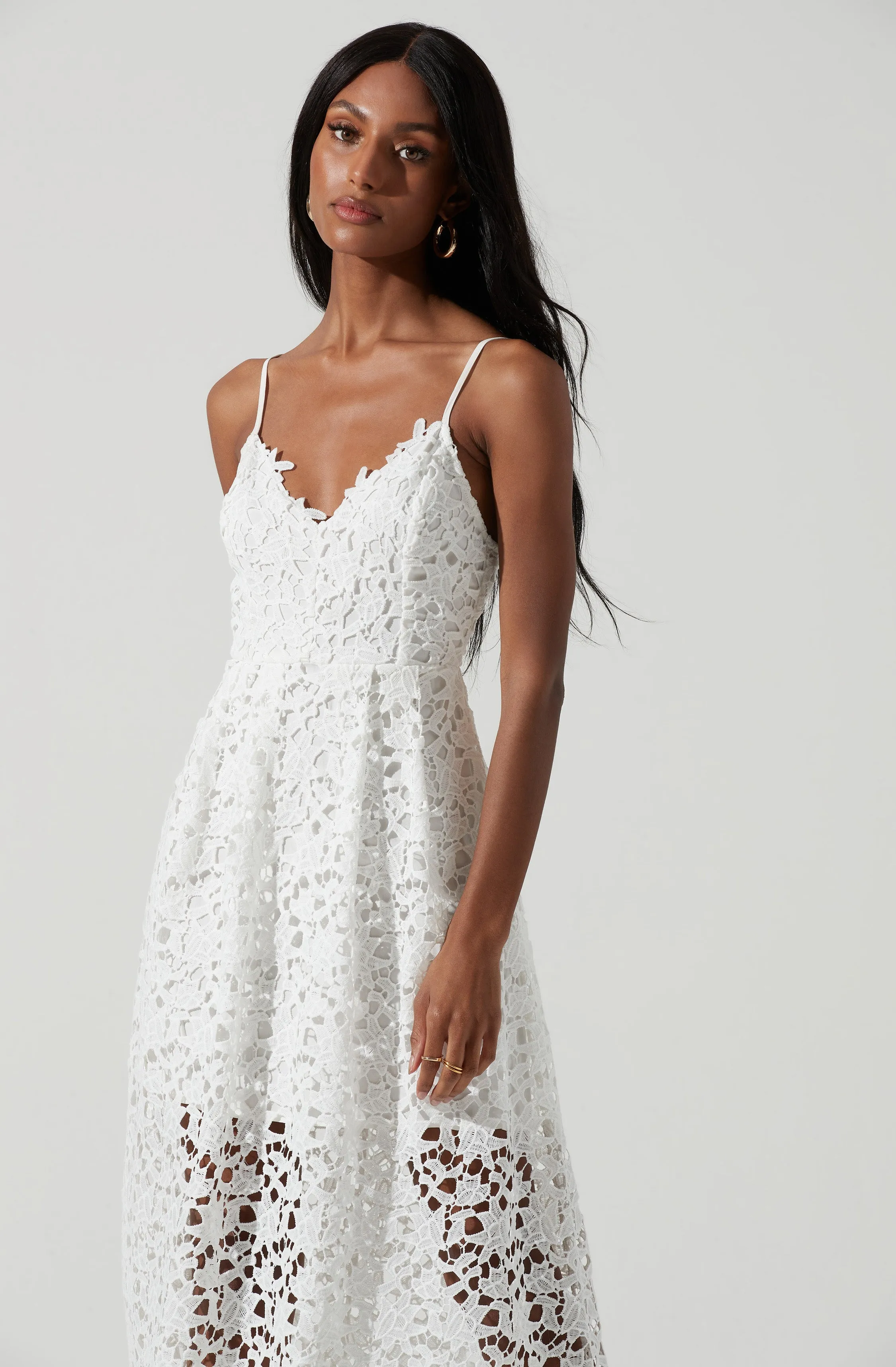 Lace A Line Midi Dress