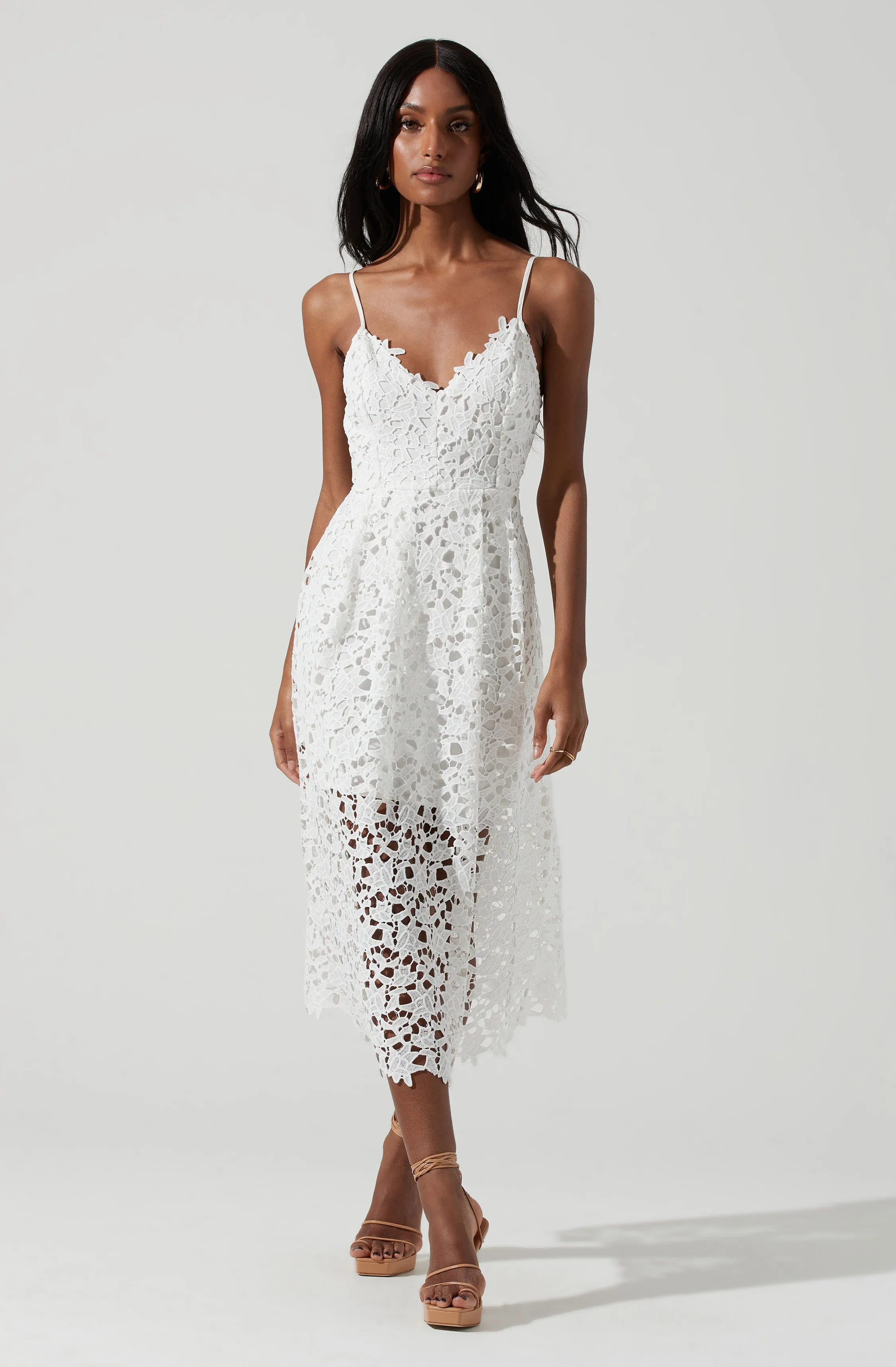 Lace A Line Midi Dress