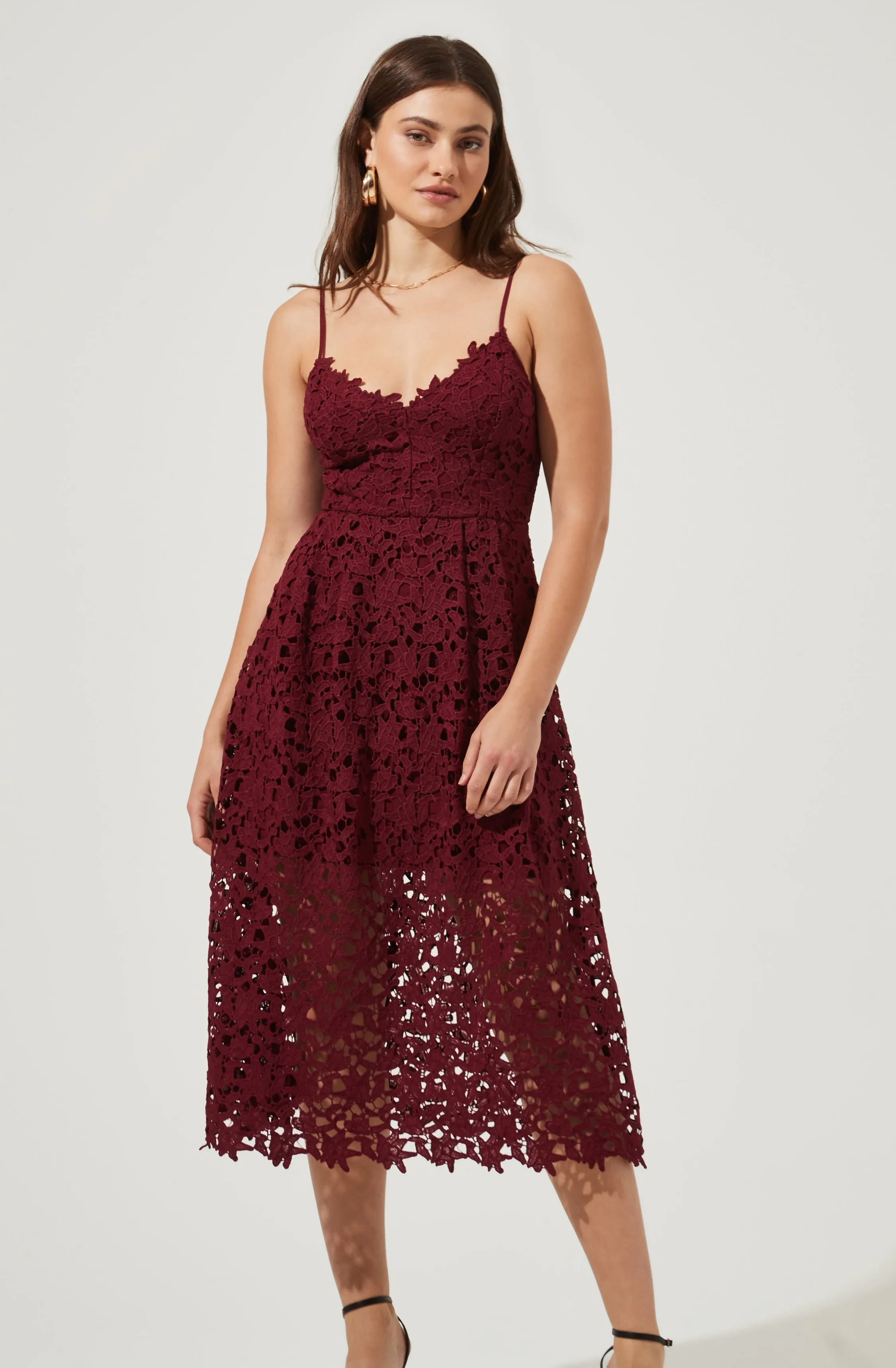 Lace A Line Midi Dress