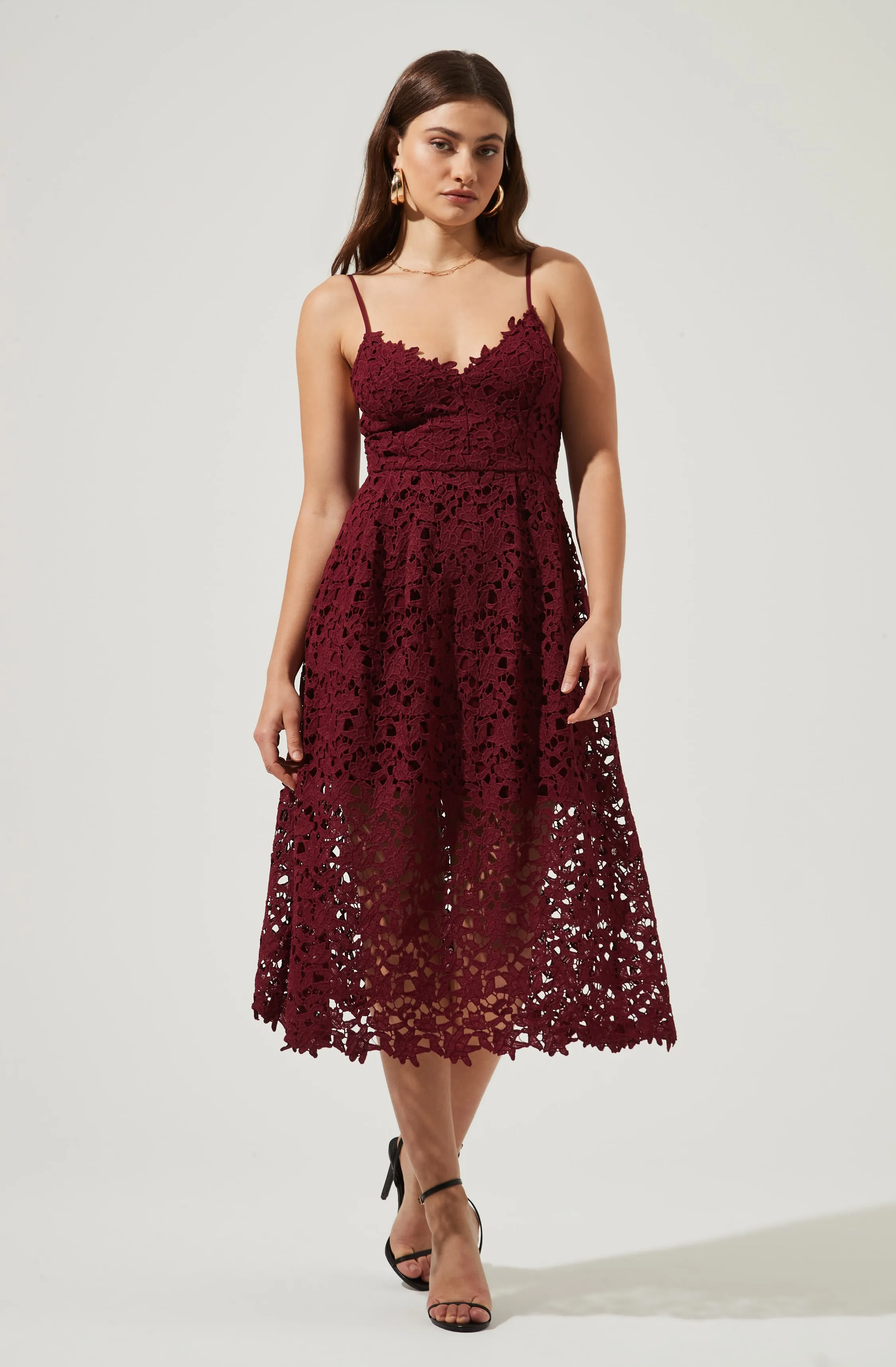 Lace A Line Midi Dress