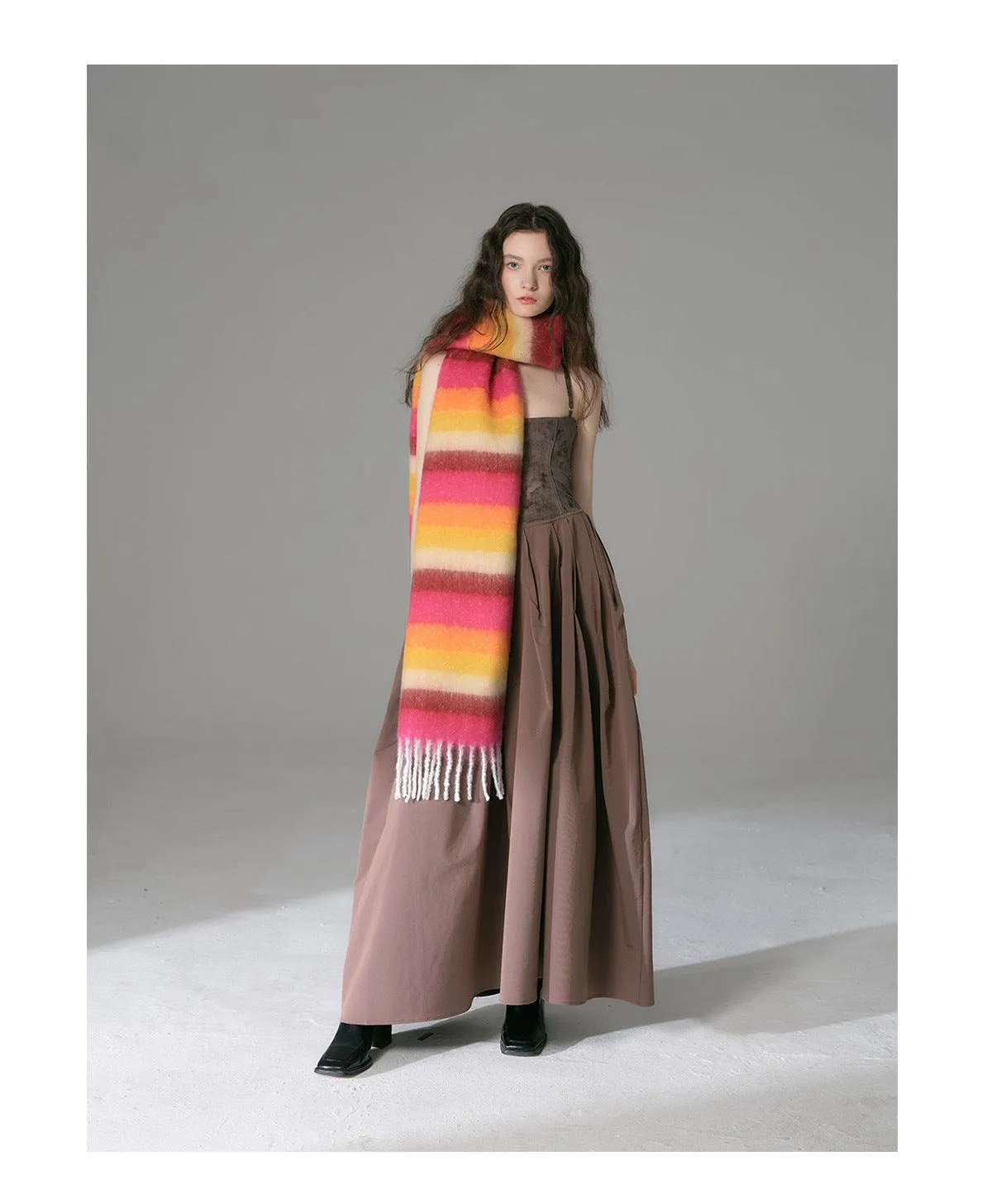 Ladies Colorful Stripe Tassel Soft Scarf YN002