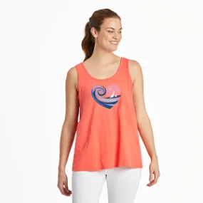 Life is Good W Textured Slub Tank Sunset Sail Heart MANGO