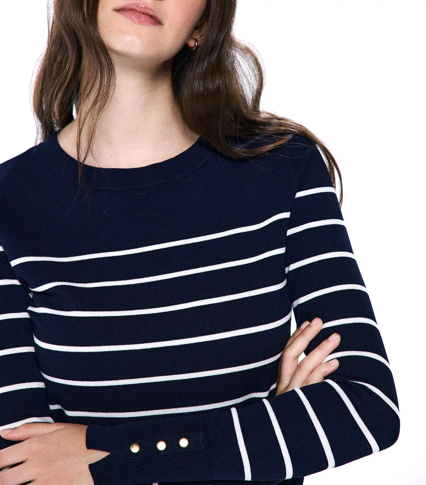 Lightweight Buttoned Cuff Jumper
 Navy