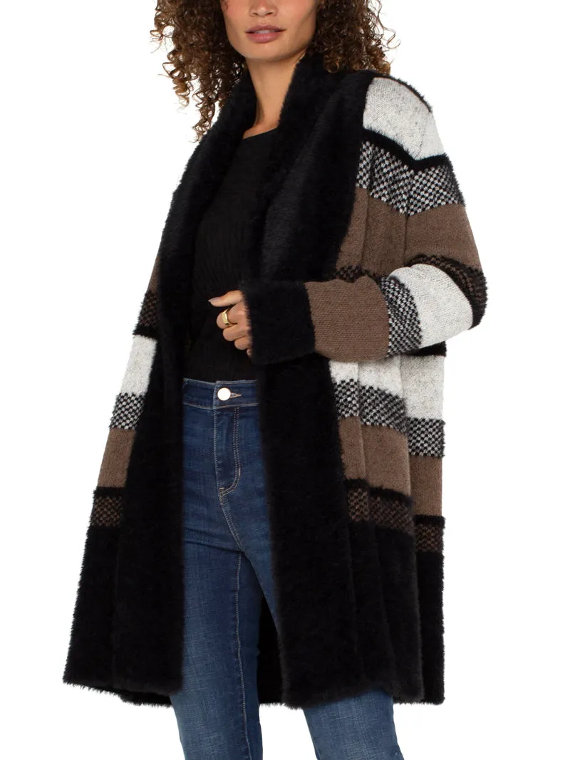 Liverpool Faux Fur Cardigan - Black Tan