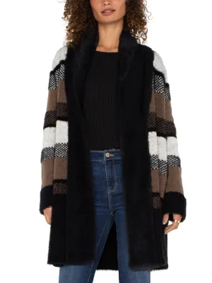 Liverpool Faux Fur Cardigan - Black Tan