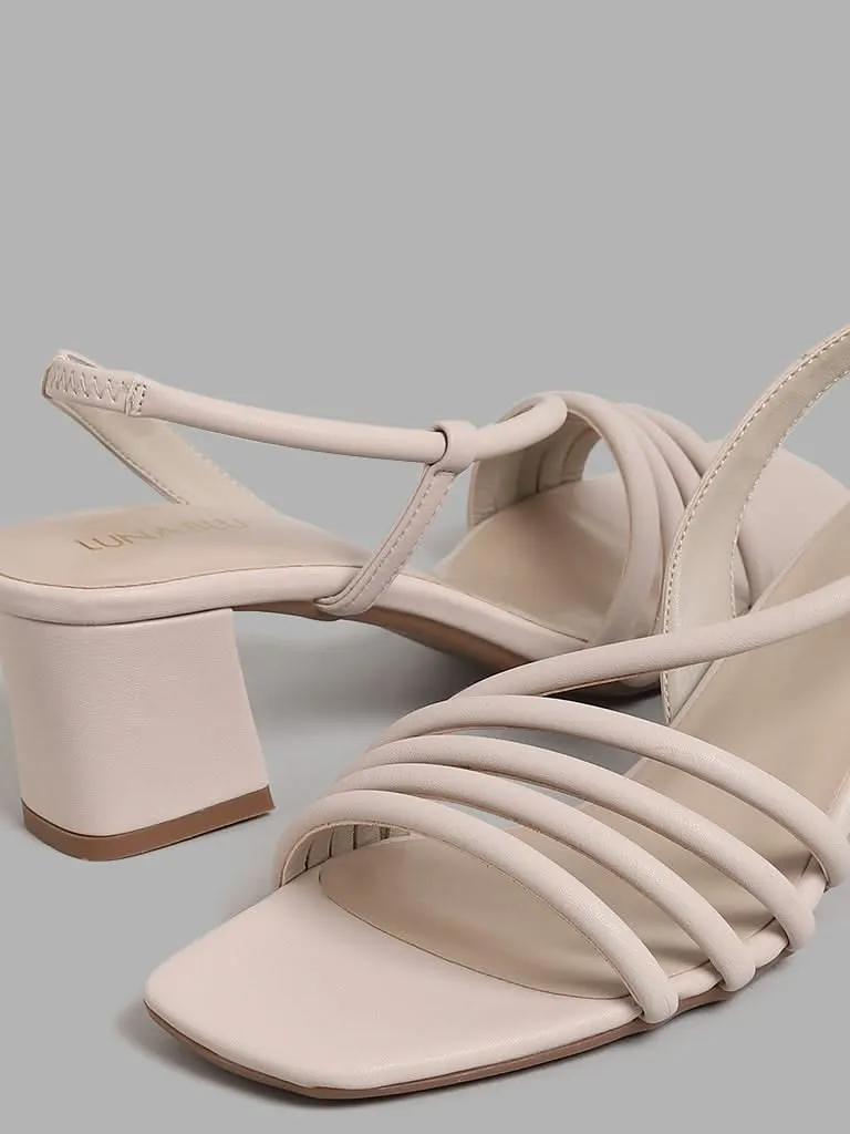 LUNA BLU Solid Ivory Block Sandals