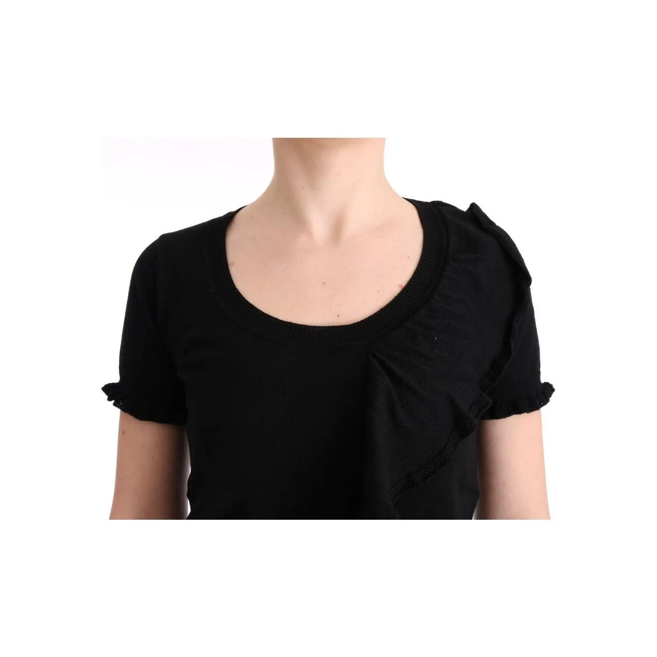 MARGHI LO' Elegant Black Lana Wool Top