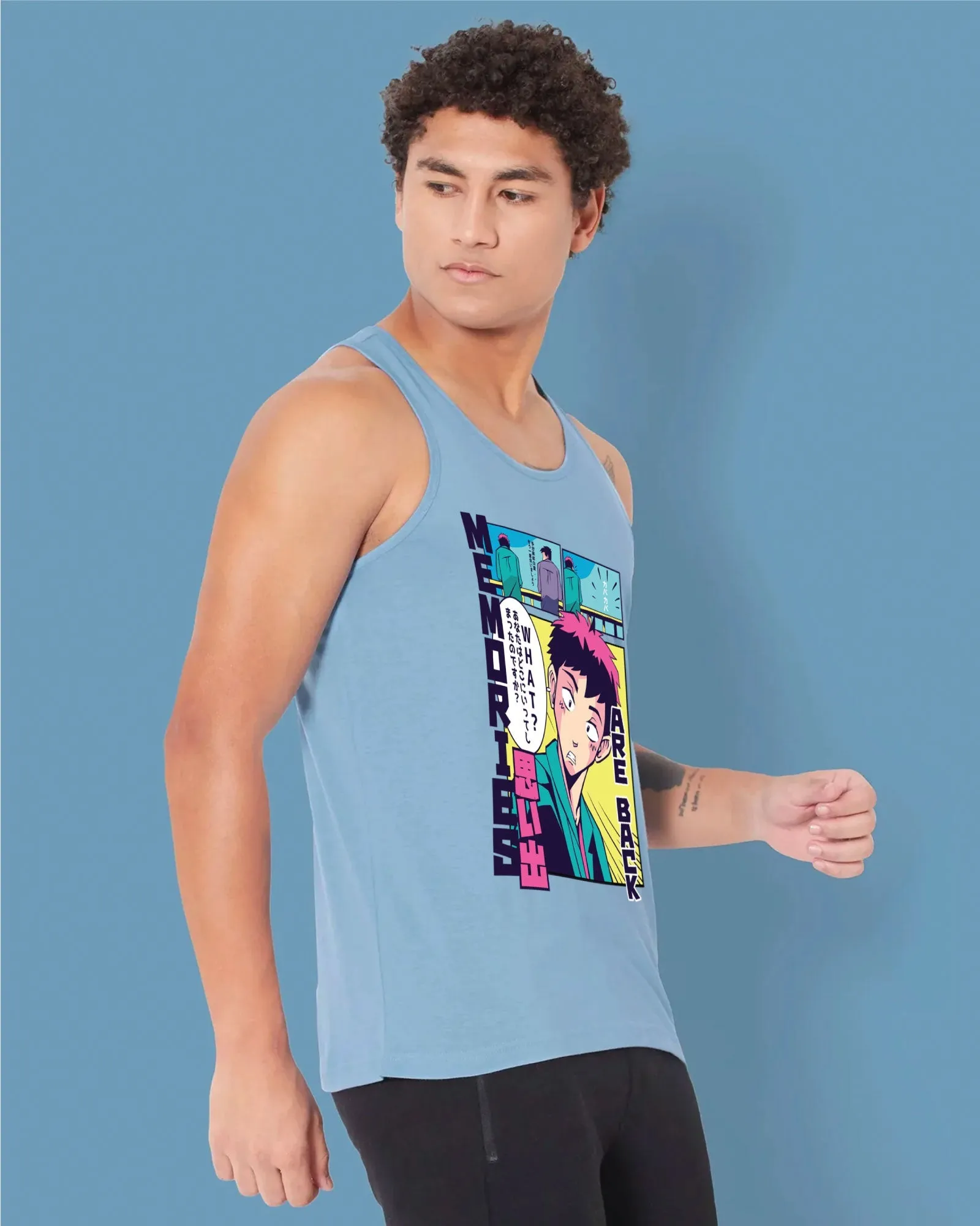 Memories Tank Top: Cyan Blue