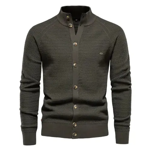 Men's Button Mock Neck Cardigan