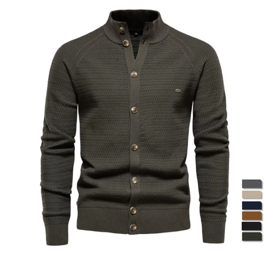 Men's Button Mock Neck Cardigan