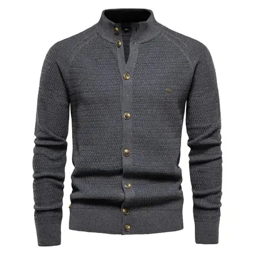 Men's Button Mock Neck Cardigan