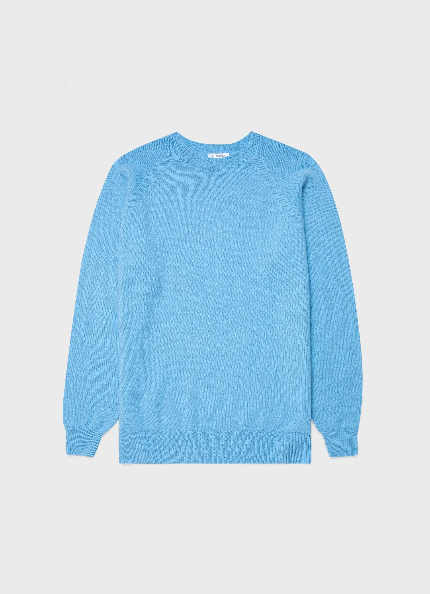 Men's Lambswool Crew Neck Jumper in Cyan Blue