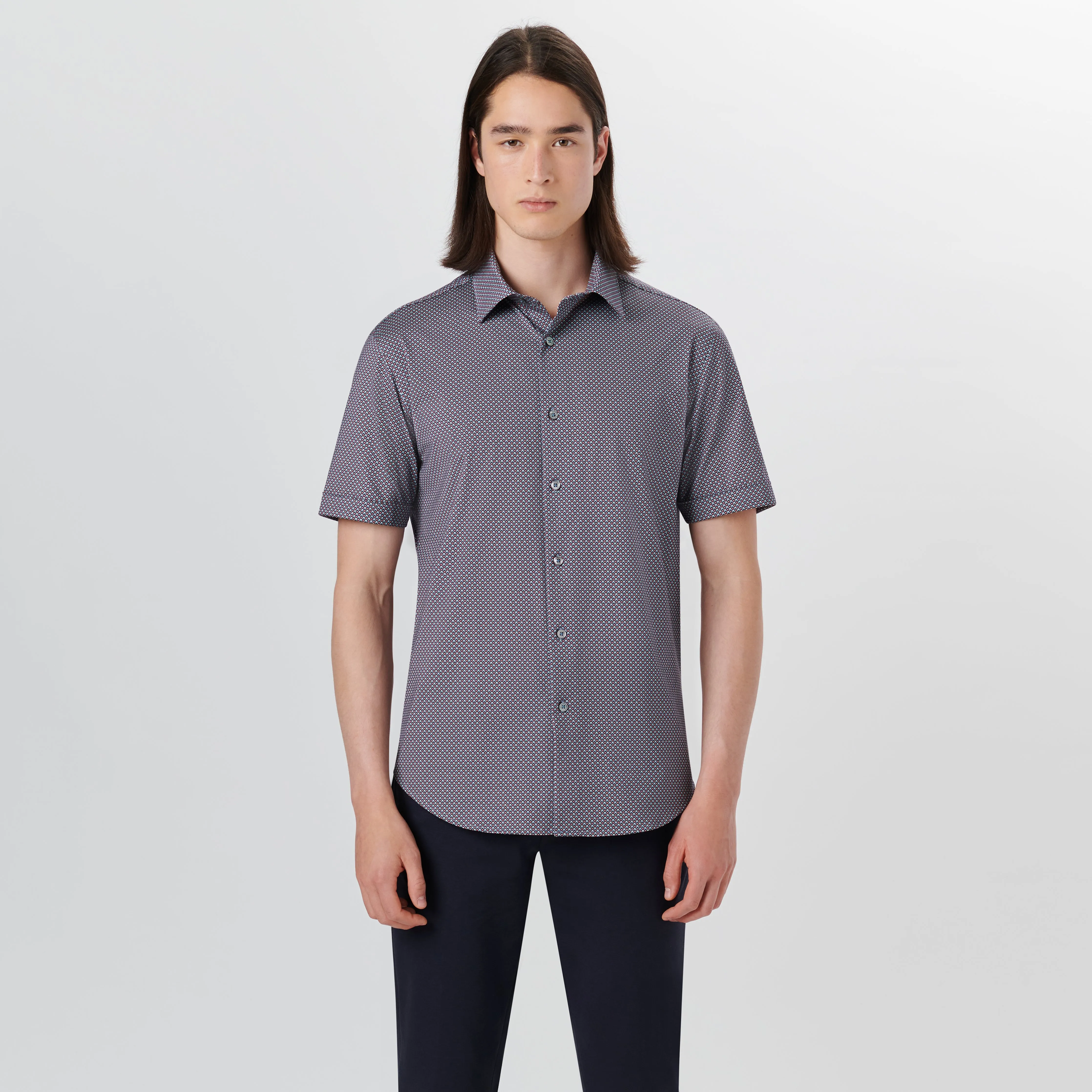 MILES Geometric Print OoohCotton Short Sleeve Shirt