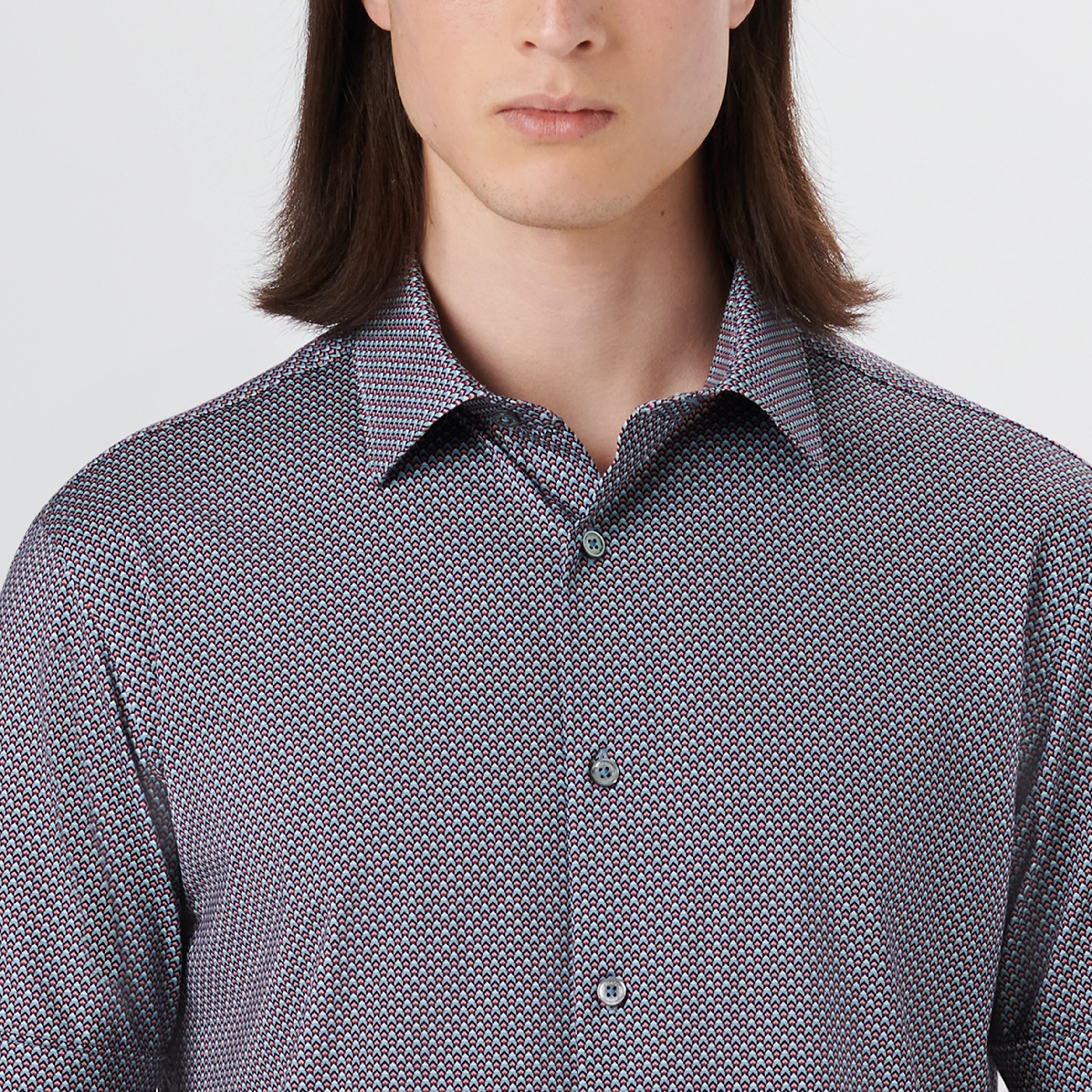 MILES Geometric Print OoohCotton Short Sleeve Shirt